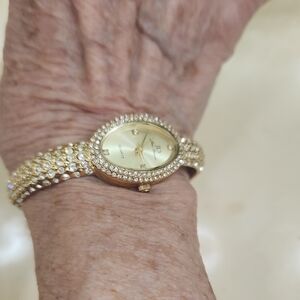 Gold and Crystal Accent Watch